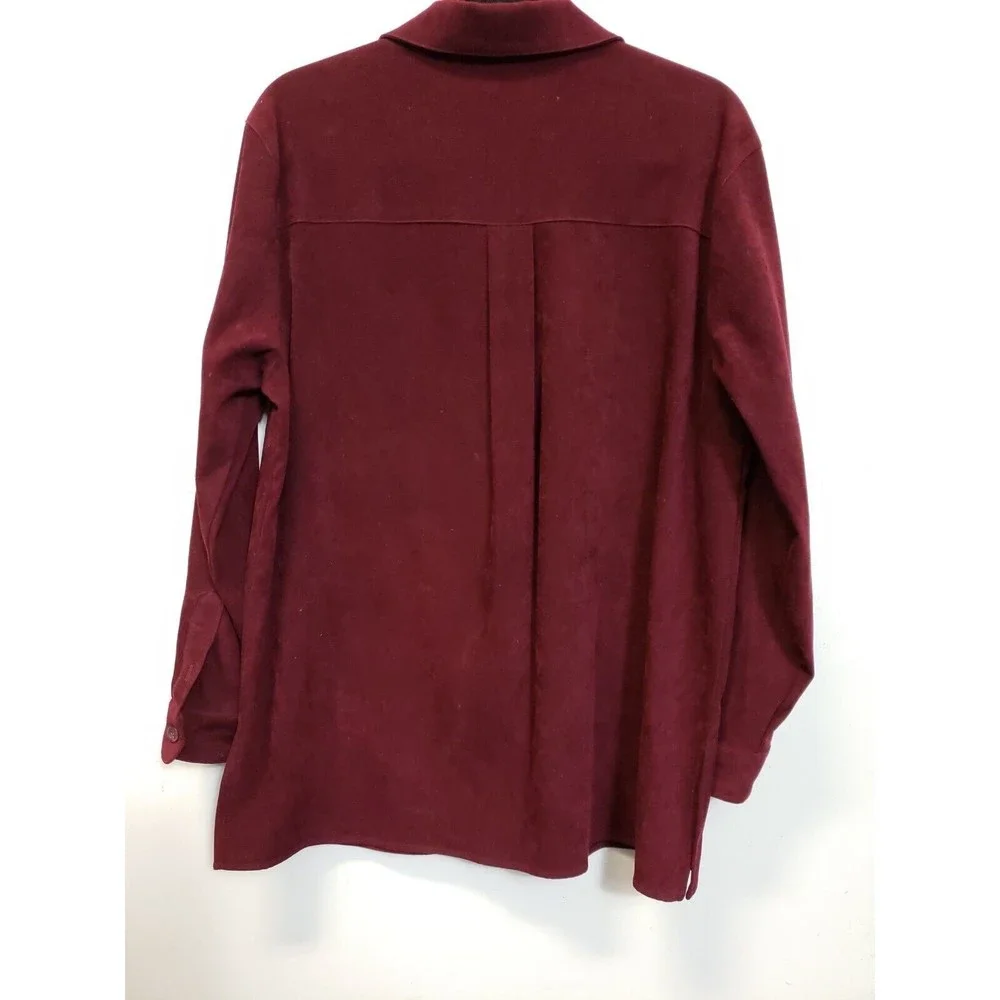 VINTAGE STYLE & Co Women's Button up Shirt size M  burgandy polyester spandex